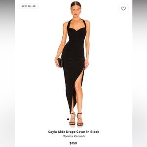 Black Norma Kamali gown from Revolve